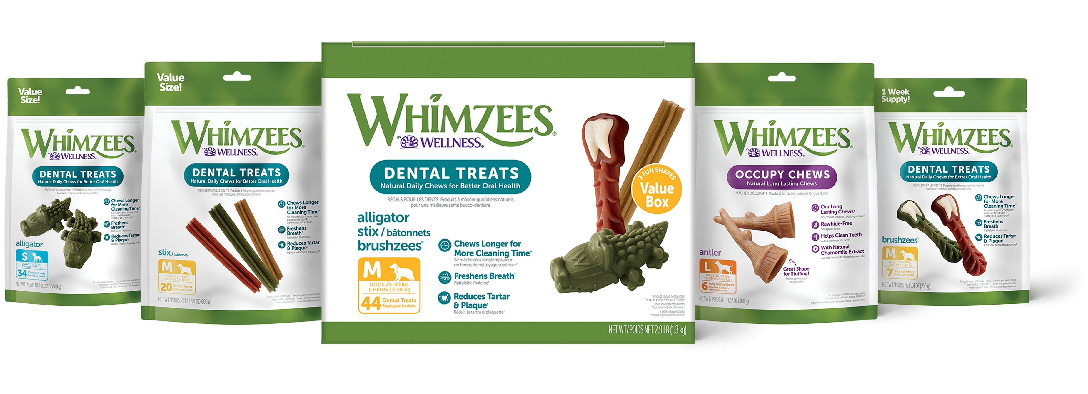 Whimzees Brushzees Dental Treats - Medium